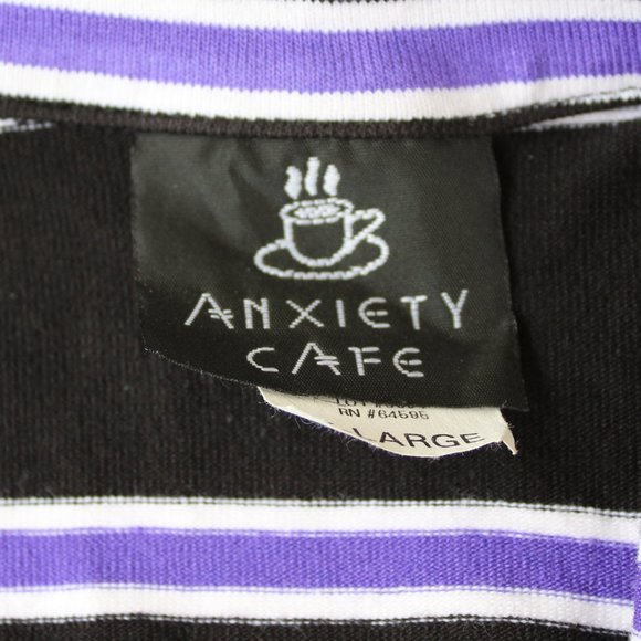 NWT JRs LS Black Purple White Stripe Shirt XL - Picture 3 of 4